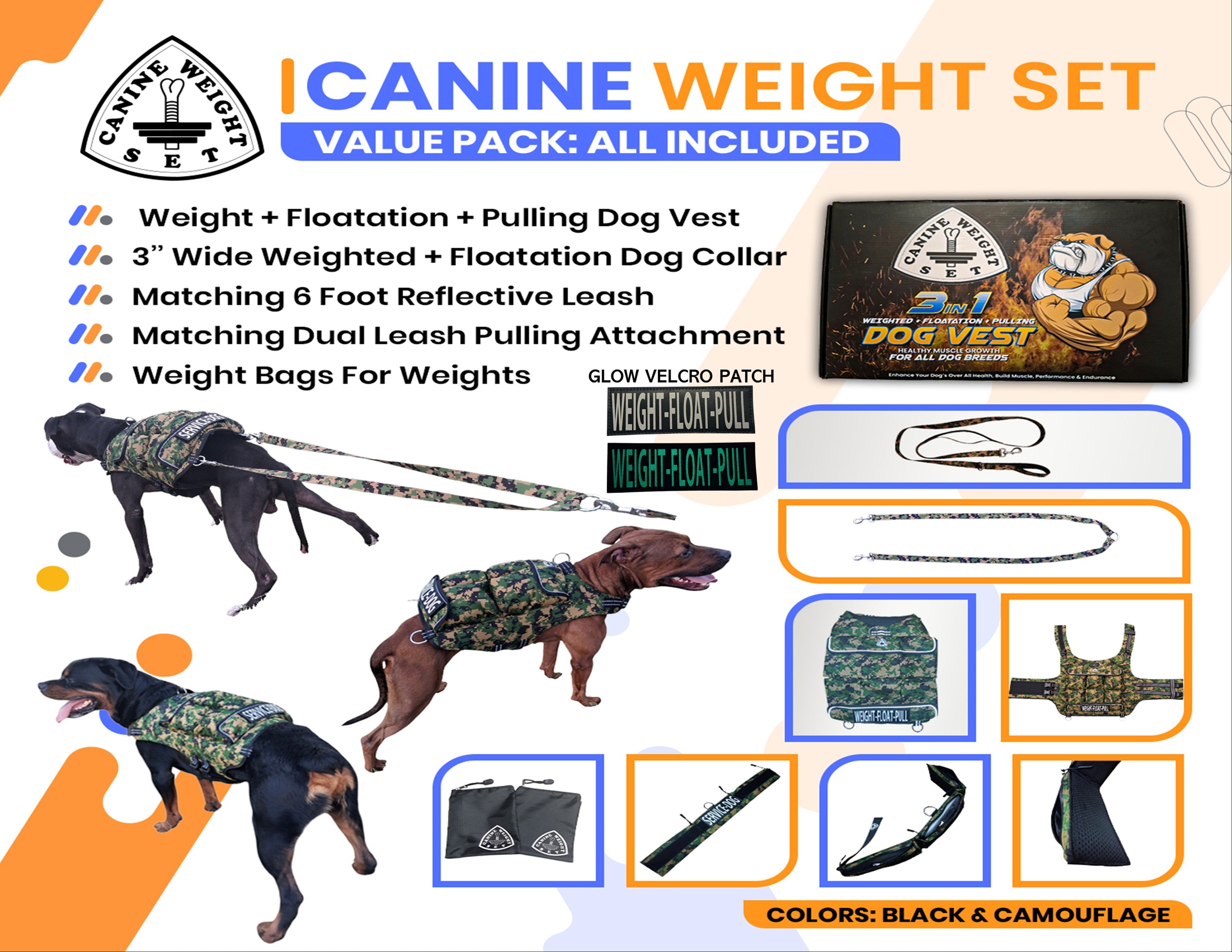 Weighted + Floatation Swimming + Pulling Attachment 3 In 1 Dog Vest