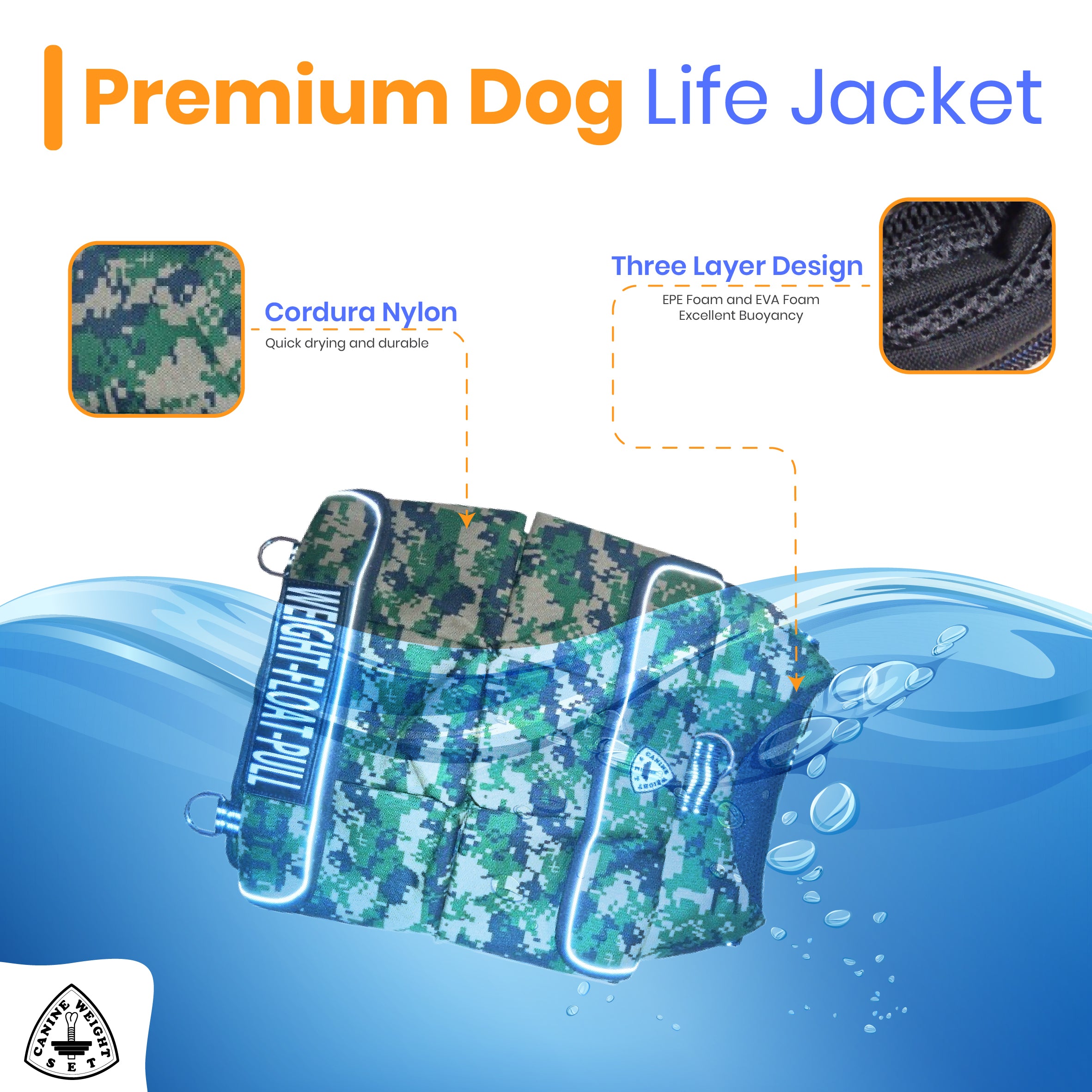 Weighted + Floatation Swimming + Pulling Attachment 3 In 1 Dog Vest